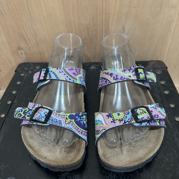 Birkenstock Papillio Sydney Sandals Size 6 Blue Purple Paisley Floral Shoes - Picture 6 of 16